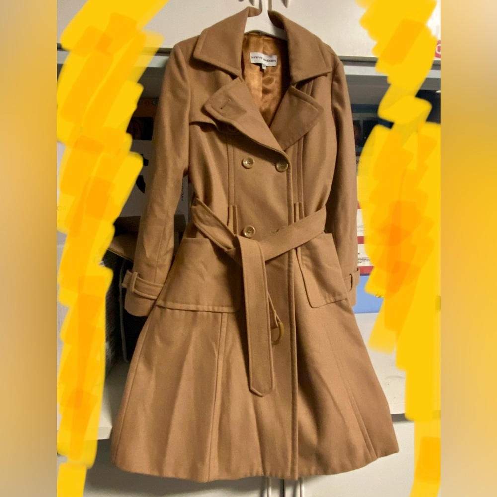 Camel double breasted coat